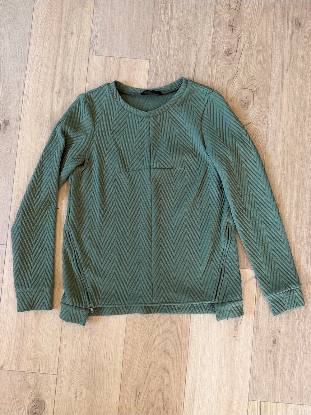 Tibi Green Quilted Zippered Long Sleeve Sweatshirt Size 6